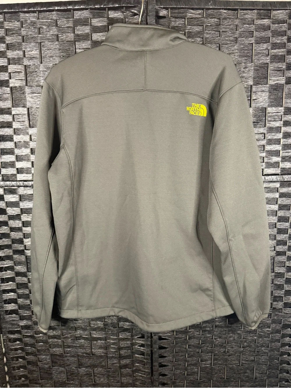 The North Face Men's Gray Jacket with Yellow Zippers